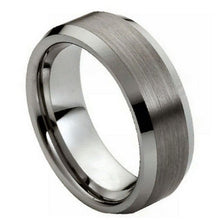 Load image into Gallery viewer, 8mm Tungsten Carbide Brushed Center High Polished Beveled Edge Wedding Band Ring