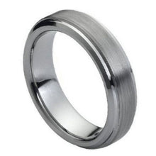 Load image into Gallery viewer, 6mm Tungsten Carbide Flat Brushed Center Stepped Edge Wedding Band Ring