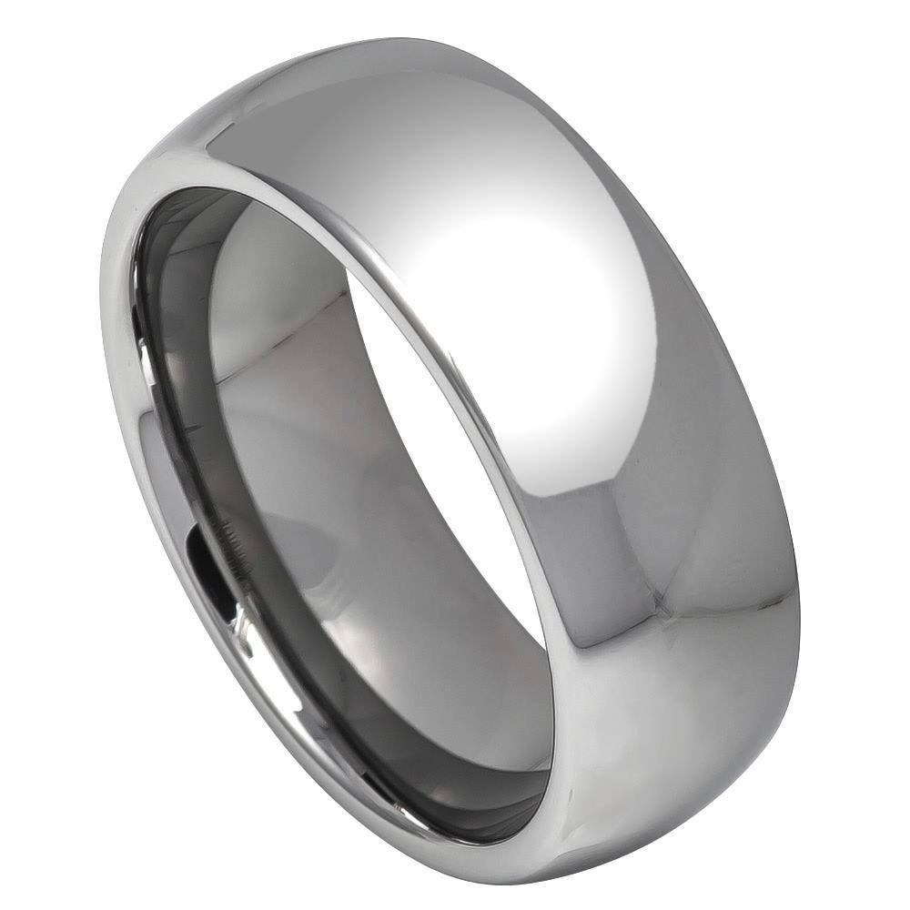 8mm Tungsten Carbide Polished Shiny Wedding Band Ring