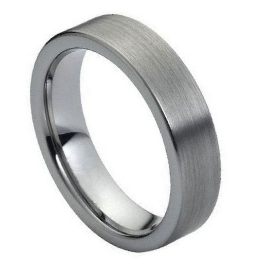 6mm Tungsten Carbide Brushed Pipe Wedding Band Ring