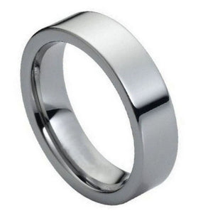 6mm Tungsten Carbide Polished Shiny Flat Pipe Cut Style Wedding Band Ring