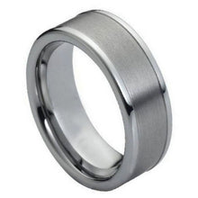 Load image into Gallery viewer, 8mm Tungsten Carbide Brushed with Polished Shiny Raised Edge Wedding Band Ring