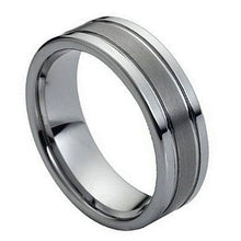 Load image into Gallery viewer, 8mm Tungsten Carbide Polished Shiny Double Grooved Brushed Center Wedding Band Ring