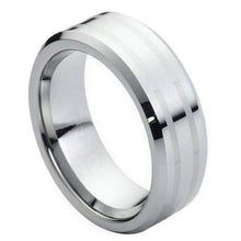 Load image into Gallery viewer, 8mm Tungsten Carbide High Polished Two Lines Laser Engraved Center Wedding Band Ring