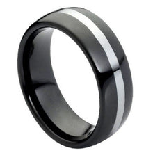 Load image into Gallery viewer, 8mm Tungsten Carbide High Polished Black IP Plated Shiny Center Line Wedding Band Ring