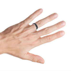 8mm Tungsten Carbide Domed High Polished Black IP Plated Rounded Edge Wedding Band Ring