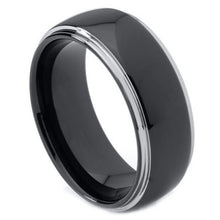 Load image into Gallery viewer, 8mm Tungsten Carbide Domed High Polished Black IP Plated Rounded Edge Wedding Band Ring