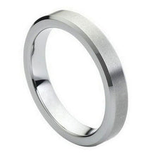 Load image into Gallery viewer, 4mm Tungsten Carbide Flat Brushed Center High Polish Beveled Edge Wedding Band Ring