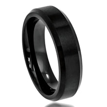 Load image into Gallery viewer, 6mm Tungsten Carbide Flat Brushed Center High Polished Beveled Edge Wedding Band Ring