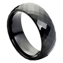 Load image into Gallery viewer, 8mm Tungsten Carbide Domed Black IP Multi-Faceted Ring Wedding Band Ring