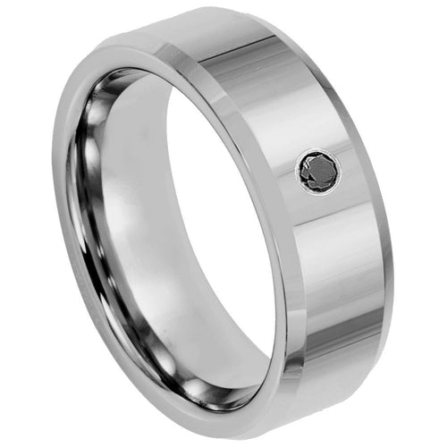 7mm Tungsten Carbide High Polished Beveled Edge Wedding Band Ring
