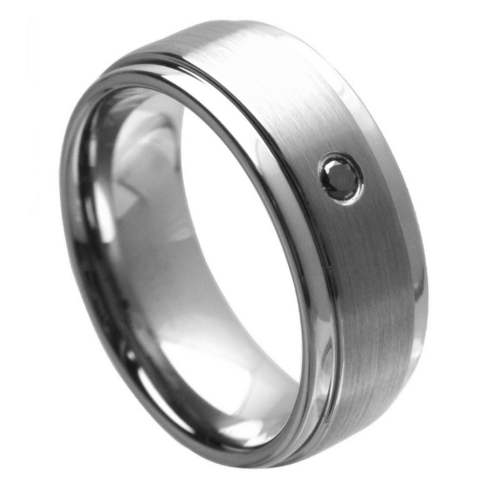 9mm Tungsten Carbide Brushed Finish Center Wedding Band Ring