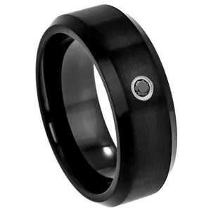 8mm Tungsten Carbide Black IP Plated Brushed Finish Wedding Band Ring