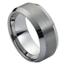 Load image into Gallery viewer, 10mm Tungsten Carbide Tungsten Carbide Brushed Center High Polished Beveled Edge Wedding Band Ring