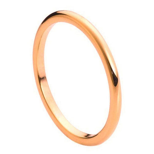 2mm Tungsten Carbide High Polished Rose Gold Tone IP Plated Thin Band Wedding Band Ring