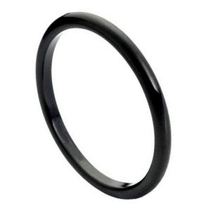 2mm Tungsten Carbide Black IP Plated High Polished Thin Band Wedding Band Ring