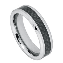 Load image into Gallery viewer, 6mm Tungsten Carbide Black Carbon Fiber Inlay Wedding Band Ring