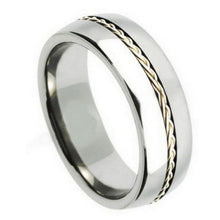 Load image into Gallery viewer, 8mm Tungsten Carbide Grooved with Braided Sterling Silver Insert Wedding Band Ring
