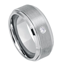Load image into Gallery viewer, 9mm Tungsten Carbide Brushed Finish Center Shiny Stepped Edge Wedding Band Ring