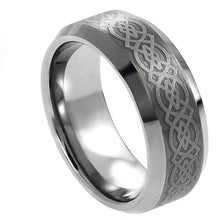 Load image into Gallery viewer, 8mm Tungsten Carbide Laser Engraved Celtic Pattern Wedding Band Ring