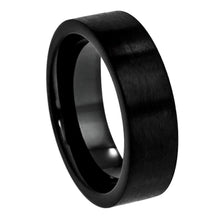 Load image into Gallery viewer, 7mm Tungsten Carbide Black IP Plated Brushed Pipe Cut Band Wedding Band Ring