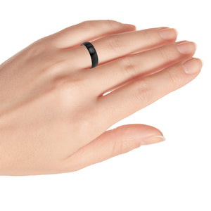 6mm Tungsten Carbide Brushed Black IP Plated Classic Domed Band Wedding Band Ring