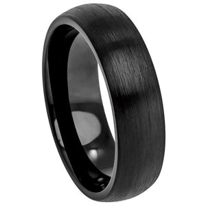 6mm Tungsten Carbide Brushed Black IP Plated Classic Domed Band Wedding Band Ring