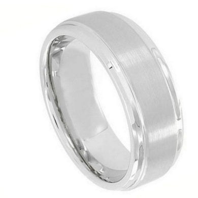 9mm Cobalt Ring Flat Brushed Center Polished Shiny Edge Wedding Band Ring