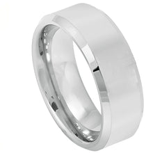Load image into Gallery viewer, 8mm Cobalt Ring Brushed Finish with Shiny Beveled Edge Wedding Band Ring