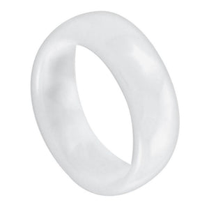 7mm White Ceramic Domed Ring High Polished Wedding Band Ring