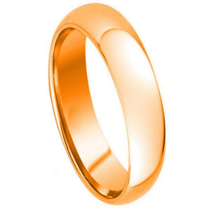 5mm Tungsten Carbide Domed Rose Gold Plated High Polish Wedding Band Ring