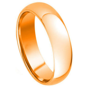 7mm Tungsten Carbide Domed Rose Gold Plated High Polish Wedding Band Ring