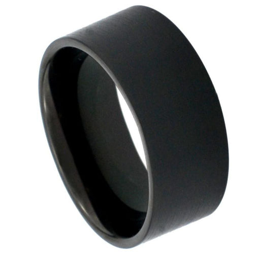12mm Tungsten Carbide Black IP Plated Brushed Pipe Cut Band Wedding Band Ring