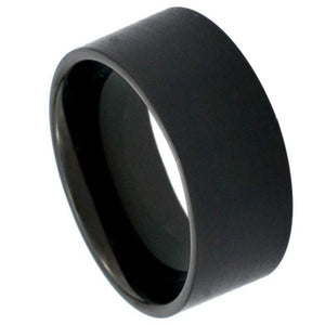12mm Tungsten Carbide Black IP Plated Brushed Pipe Cut Band Wedding Band Ring