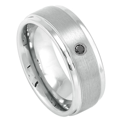 8mm Tungsten Carbide Brushed Finish Center Wedding Band Ring Wedding Band Ring