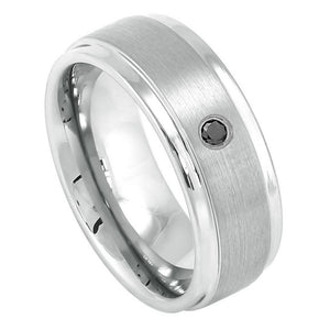 8mm Tungsten Carbide Brushed Finish Center Wedding Band Ring Wedding Band Ring