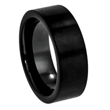 Load image into Gallery viewer, 8mm Cobalt Ring Black IP Plated Brushed Pipe Cut Band Wedding Band Ring