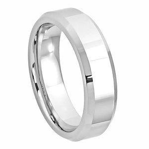 6mm Cobalt Ring High Polished Beveled Edge Wedding Band Ring