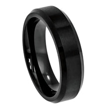 Load image into Gallery viewer, 6mm Cobalt Ring Black IP Plated Brushed Center High Polished Beveled Edge Wedding Band Ring