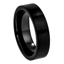 Load image into Gallery viewer, 6mm Cobalt Ring Black IP Plated Flat Brushed Pipe Cut Wedding Band Ring