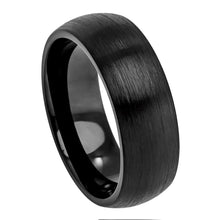 Load image into Gallery viewer, 8mm Cobalt Ring Black IP Plated Brushed Classic Domed Band Wedding Band Ring