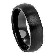 Load image into Gallery viewer, 6mm Cobalt Ring Brushed Black IP Plated Classic Domed Band Wedding Band Ring