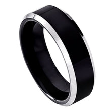 Load image into Gallery viewer, 6mm Cobalt Ring Black IP Plated High Polished Center non-Plated High Polished Beveled Edge