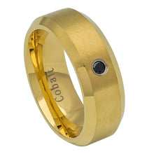 Load image into Gallery viewer, 8mm Yellow Gold IP Plated Brushed Finish High Polished Beveled Edge Wedding Band Ring