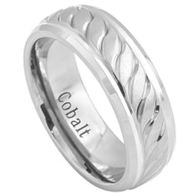 Load image into Gallery viewer, 8mm Cobalt Chrome Ring   With Carved Design Brushed Center Wedding Band Ring