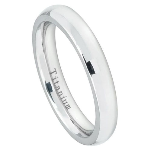 4mm White Titanium Classic Domed Ring Wedding Band Ring