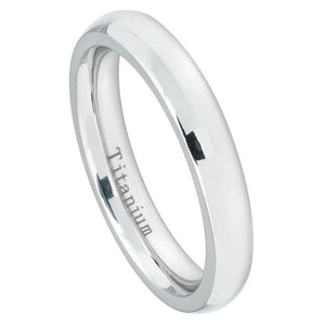 4mm White Titanium Classic Domed Ring Wedding Band Ring