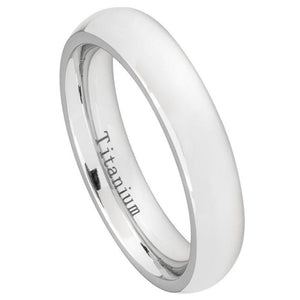 5mm White Titanium Classic Domed Ring Wedding Band Ring