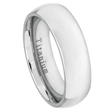 Load image into Gallery viewer, 7mm White Titanium Classic Domed Ring Wedding Band Ring