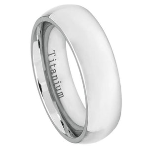 7mm White Titanium Classic Domed Ring Wedding Band Ring